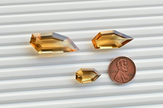 Citrine Bi-Color Geometrical Step Cut Faceted Natural Loose Gemstone | Citrine for Jewelry Making | Gemstone Supplies