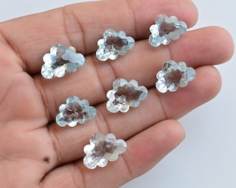 Natural Blue Topaz Cloud Hammered Faceted Cut Gemstone | Untreated Topaz for Jewelry Making | DIY Jewelry