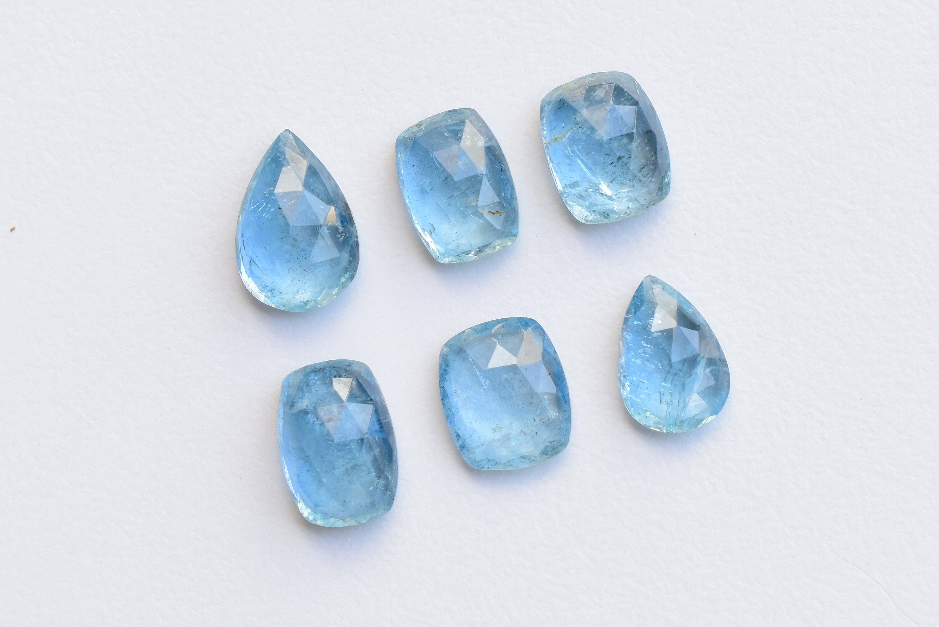 Aquamarine Mix Rose Cut Faceted Cabochon Natural Gemstone | High Quality & High Transparency Aquamarine for Jewelry Making