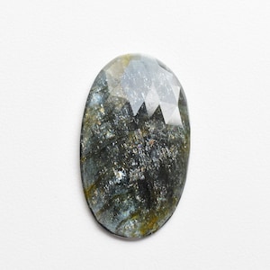 Moss Aquamarine Faceted Oval Flat Rose Cut Stone 46x26x5 mm Natural Loose Gemstone Cabochon | Genuine Moss Aquamarine | Natural Aquamarine