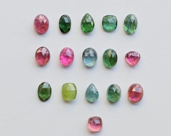Multi Tourmaline Mix Rose Cut Faceted Cabochon Natural Loose Gemstone | Tourmaline for Jewelry Making | Gemstone Supplies