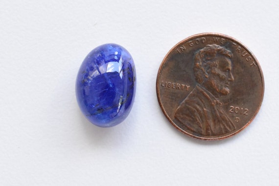 12 Carat Tanzanite Smooth Tumble Shape Cab 14.5x10 mm Natural Loose Gemstone Plain Stone | December Birthstone | Loose Tanzanite