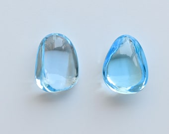 Swiss Blue Topaz Smooth Tumble Half Drill Loose Gemstone | Topaz for Jewelry Making | Natural Gemstone | DIY for Jewelry