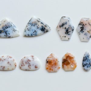 Pair of Dendritic Agate Mix Flat Crown Cut Faceted Natural Gemstone | Agate for Jewelry Making | DIY Jewelry