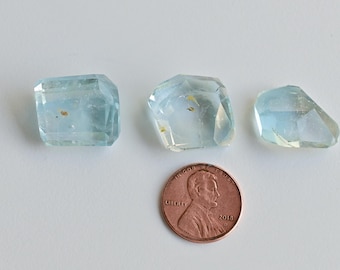 Blue Topaz Tumble Faceted Natural Loose Gemstone | Topaz for Jewelry Making | DIY Jewelry