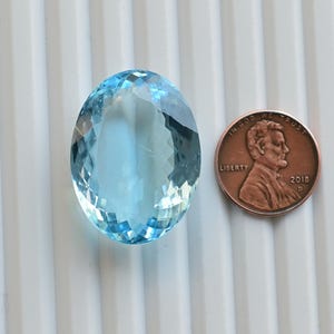 Hemelsblauwe topaas ovaal geslepen steen gefacetteerde natuurlijke losse edelsteen | Topaas voor het maken van sieraden | DIY-sieraden | 30 x 22,5 x 10 MM