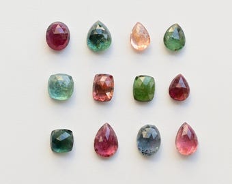 Multi Tourmaline Mix Rose Cut Faceted Cabochon Natural Loose Gemstone | Tourmaline for Jewelry Making | Gemstone Supplies