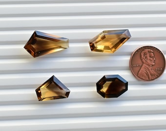 Citrino bicolor, talla escalonada elegante, gema natural suelta facetada / Citrino para la fabricación de joyas / Suministros de gemas