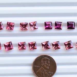 Paar Pink Turmalin Square Princess Schliff Naturedelstein | Hochwertiger & hochtransparenter Turmalin für die Schmuckherstellung
