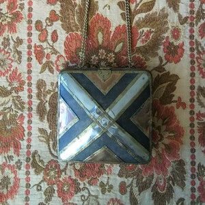 Vtg Boho Mixed Metal Chain Purse