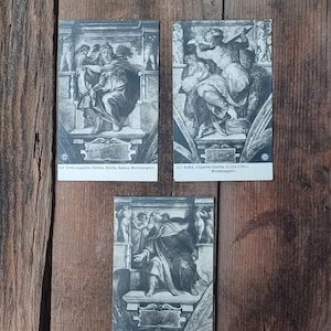 Set of 3 Vtg 1900s Sistine Chapel Italian Postcards