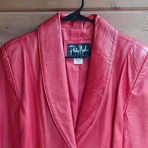 Vtg 1980s Cherry Red Leather Jacket, by Philip Noel S image 3