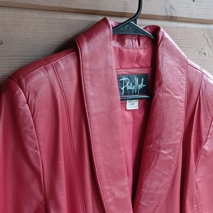 Vtg 1980s Cherry Red Leather Jacket, by Philip Noel S image 4