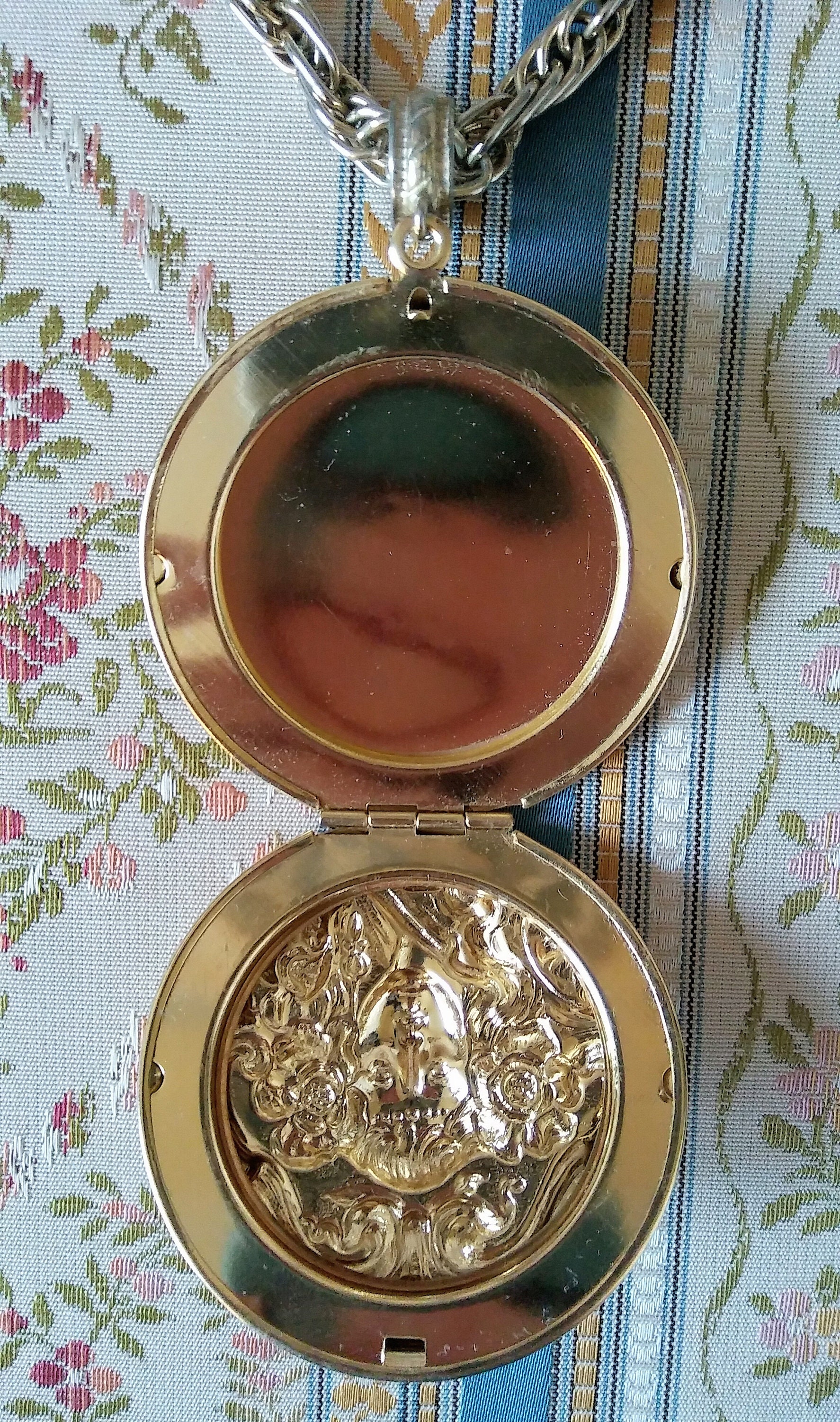 Vtg 1960s Art Nouveau Lady Locket Statement Necklace, by Whiting Davis ...