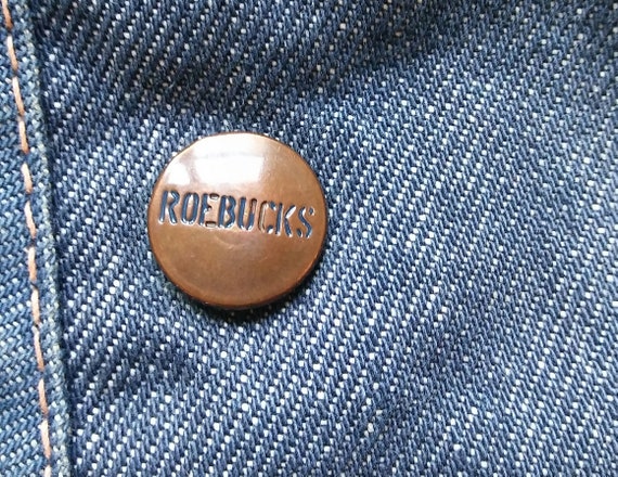 Vtg 1970s Roebucks Patch Denim Sherpa Vest L - image 7