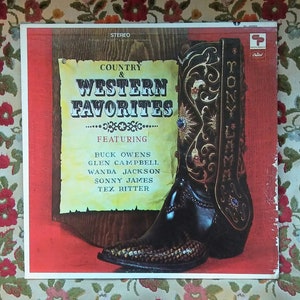 Country and Western Favorites 1960s LP - Various Artists incl Buck Owens, Glen Campbell, Wanda Jackson, Sonny James, Tex Ritter