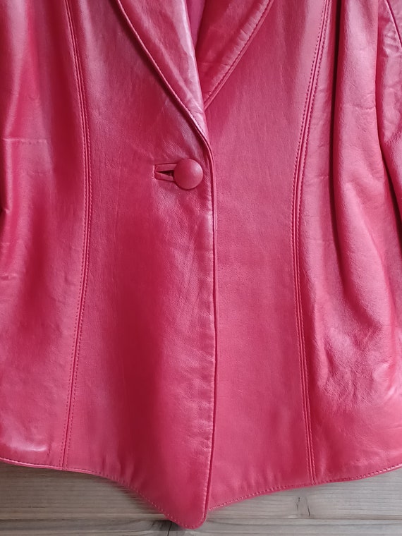 Vtg 1980s Cherry Red Leather Jacket, by Philip No… - image 5