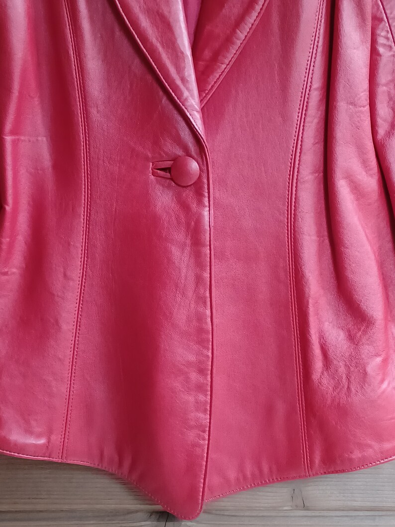 Vtg 1980s Cherry Red Leather Jacket, by Philip Noel S image 5