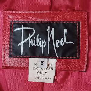 Vtg 1980s Cherry Red Leather Jacket, by Philip Noel S image 6