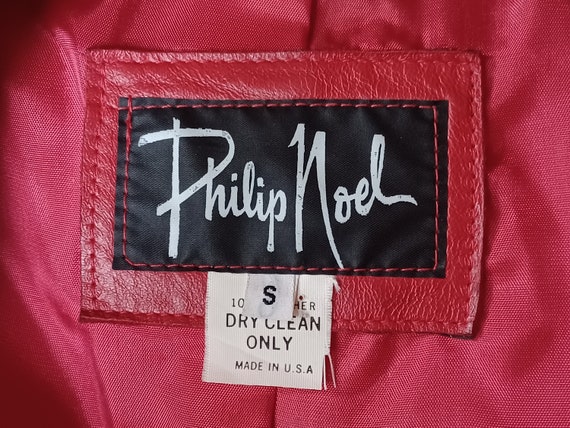 Vtg 1980s Cherry Red Leather Jacket, by Philip No… - image 6