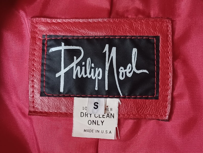 Vtg 1980s Cherry Red Leather Jacket, by Philip Noel S image 6