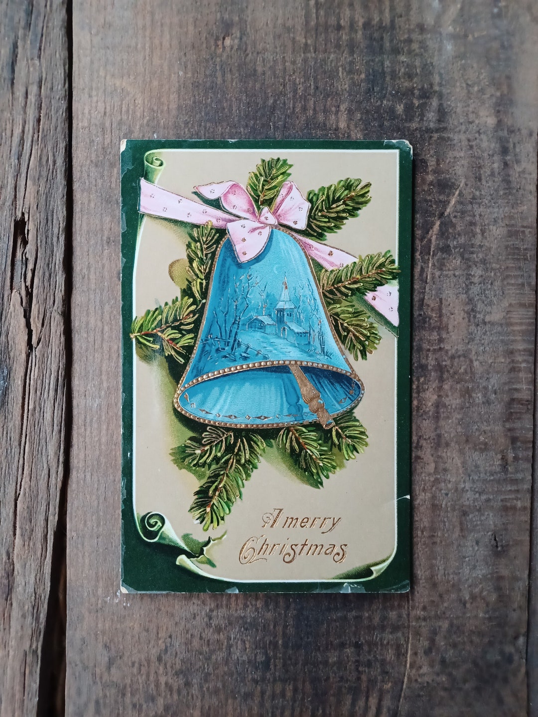 Vtg 1910s/20s Blue Bell Christmas Gold Embossed Postcard Etsy