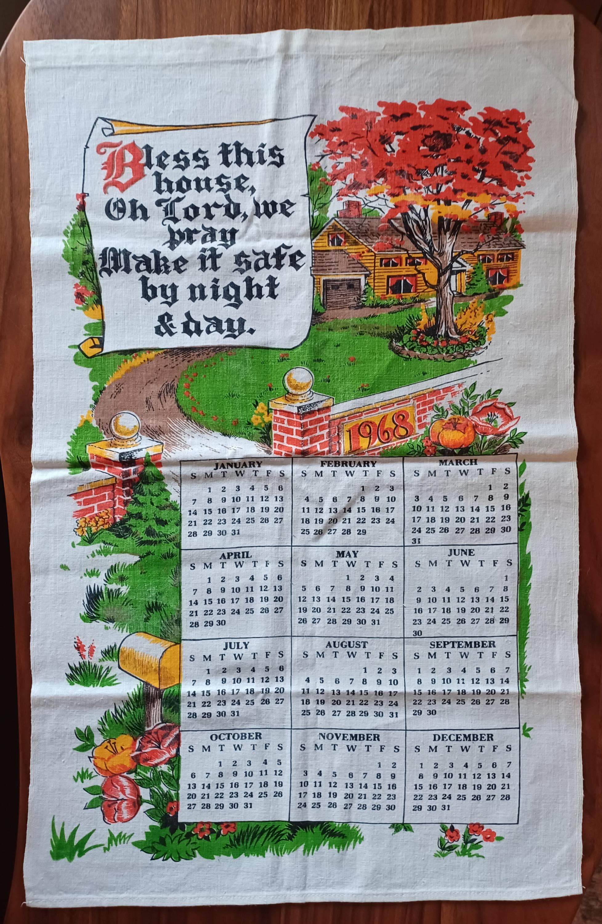 Linen 1968 Calendar - Etsy