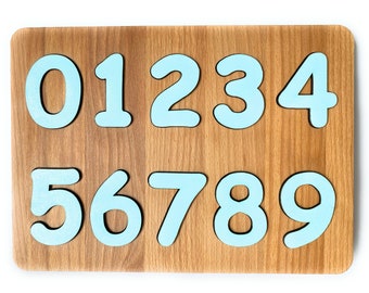 Wooden Numbers Puzzle - Numbers Learning - Montessori 1 years old Toys for Toddlers - 3rd 2nd 1st Birthday Gift