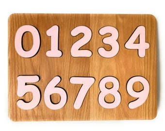 Wooden Numbers Puzzle - Numbers Learning - Montessori Toys for Girls - Third Second First Birthday Gift