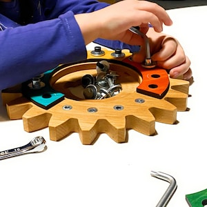 Busy Puzzle, Montessori Busy Board Basic Skills Educational, Fine Motor Skills Develop image 3