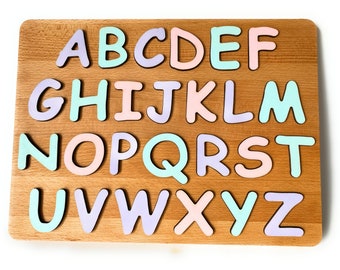 Wooden Alphabet Puzzle - Letter ABC Puzzle - Montessori 2 years old Toys for Toddlers - 3rd 2nd 1st Birthday Gift