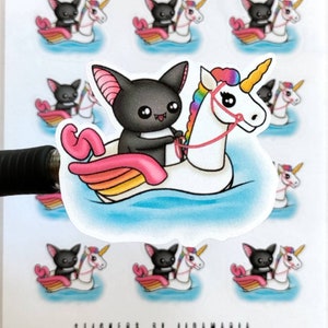 Luna the Bat Unicorn Swimming Toy Stickers