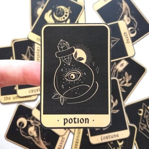 8pc set of Tarot Card Die Cut Stickers, mystic celestial witchcraft tarot sticker