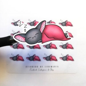 Luna the Bat Tired Sleeping Stickers