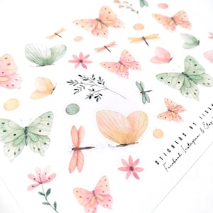 Pastel Butterfly and Dragonfly -stickers