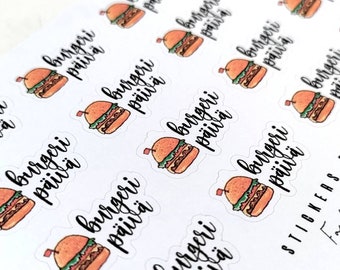 Burgeripäivä -tarrat, hampurilainen pikaruoka burger herkuttelu