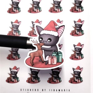 Luna the Bat Christmas Reindeer Stickers, christmas winter
