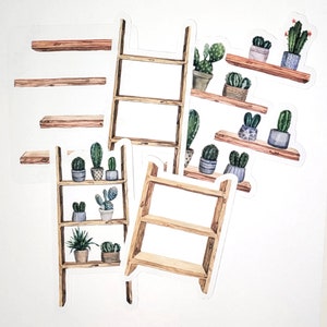 Cactus Shelf Die Cut -sticker set