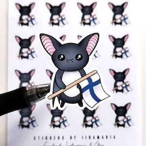 Luna the Bat Finnish Flag -stickers