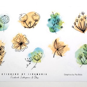 Pb Stickers PB Watercolor Flower & Plant 2 Stickers - Etsy