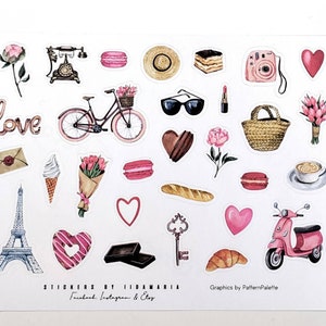 Vacation in France -stickers, love coffee food travel flower