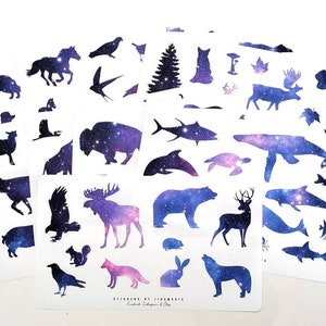 Galaxy Animal Stickers, different groups of animals