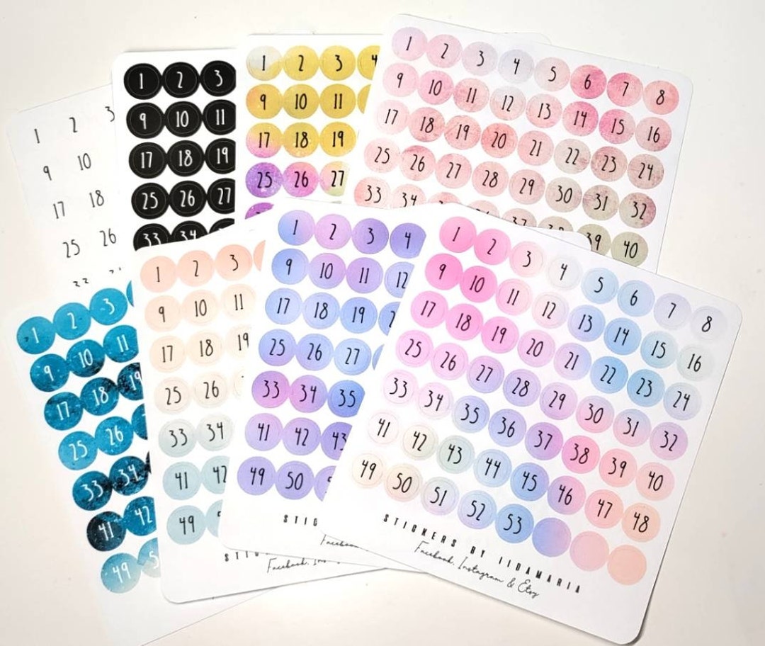 Week Numbers Stickers Round Week Number -stickers - Etsy