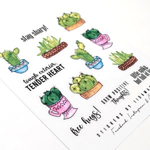 Watercolor Fun Cactus -stickers