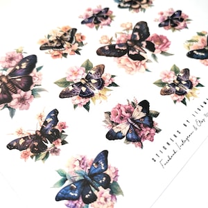 Dark Moths & Flowers -stickers