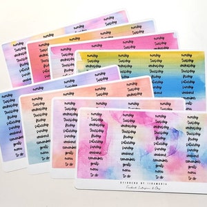 Days of the week + four practical stickers, remember goals menu to do