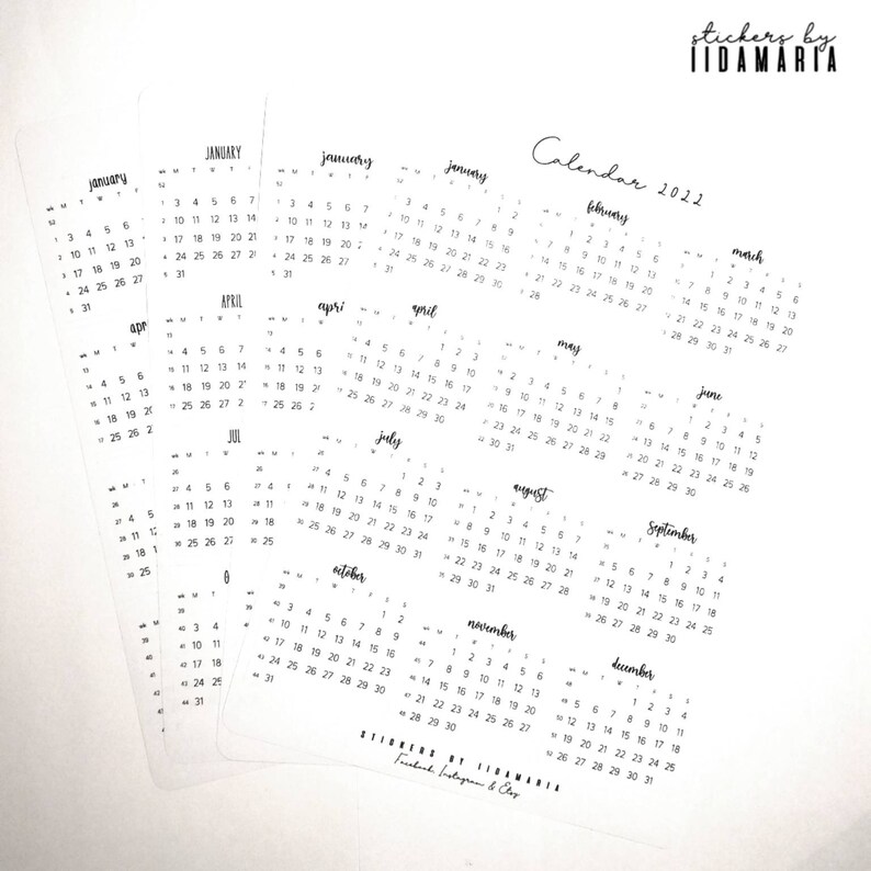 Calendar Stickers 2022 | Etsy