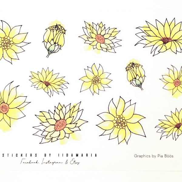 PB Watercolor Sunflower Stickers