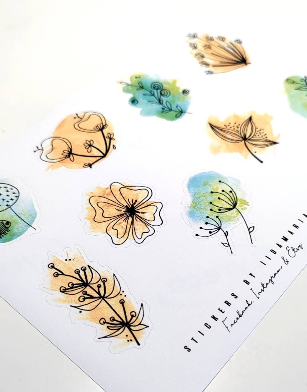 Pb Stickers PB Watercolor Flower & Plant 2 Stickers - Etsy