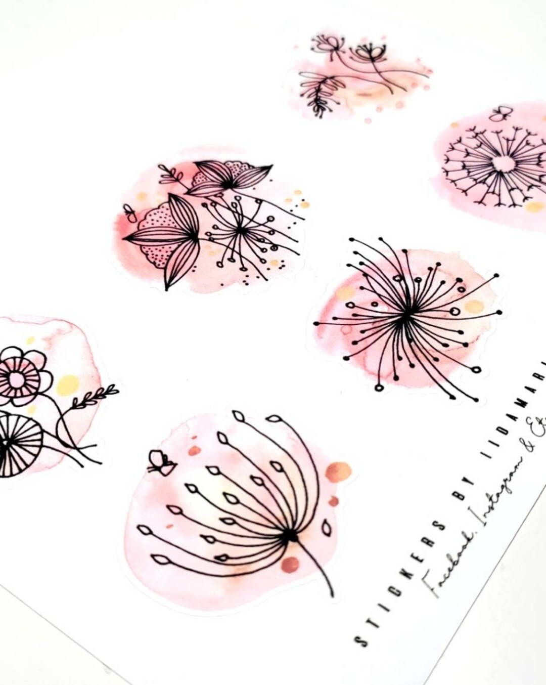 Pb Stickers PB Watercolor Pink Flowers -stickers - Etsy